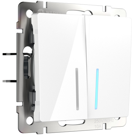 Встраиваемые механизмы Выключатель СУ 2 кл. с подсветкой 10А Белый IP20 Werkel