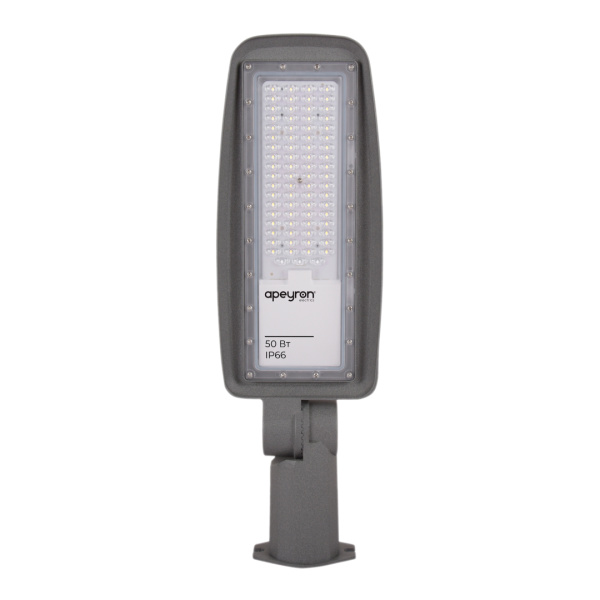 29-10 Светильник светодиодный, уличный, консольный с регулировкой наклона 50Вт, 230/50Гц, 6000лм, 5000К, IP66, КСС "Ш", 493х154х85мм, ø65мм, серый Ape