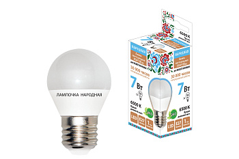 Лампа светодиодная FG45-7 Вт-230 В-6500 К–E27 Народная TDM Лампа светодиодная FG45-7 Вт-230 В-6500 К–E27 Народная TDM