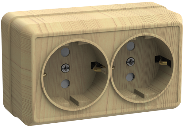 Розетка 2-местная ОУ РС22-3-ОС с з/з 16А ОКТАВА сосна IEK