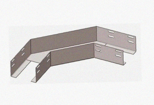 Лоток угловой замковый перфорированный КГЗ 100х80-90 УХЛ1 поворот на 90, оцинкованный лист S1,5