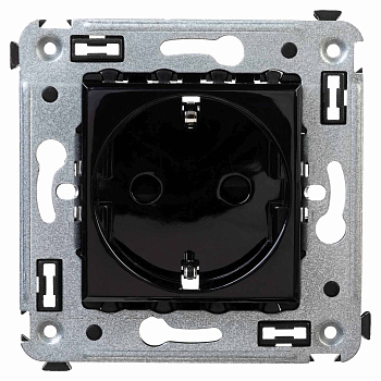 Розетка в стену, 2P+E, с з/ш, "Avanti", "Черный квадрат" DKC
