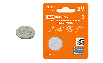 Элемент питания CR2025 Lithium 3V BP-1 TDM
