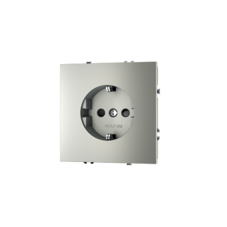 Розетка встраиваемая Voltum S70 с заземлением и защитными шторками, 16А, (сталь)