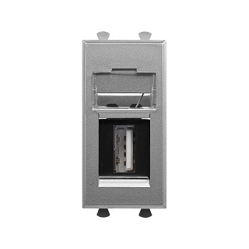 USB 2.0 розетка модульная, тип А-А, "Avanti", "Закаленная сталь", 1 модуль DKC