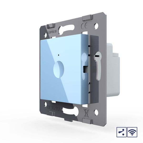 Одноклавишный проходной сенсорный выключатель Module с радиоупр., цвет синий (механизм) Livolo