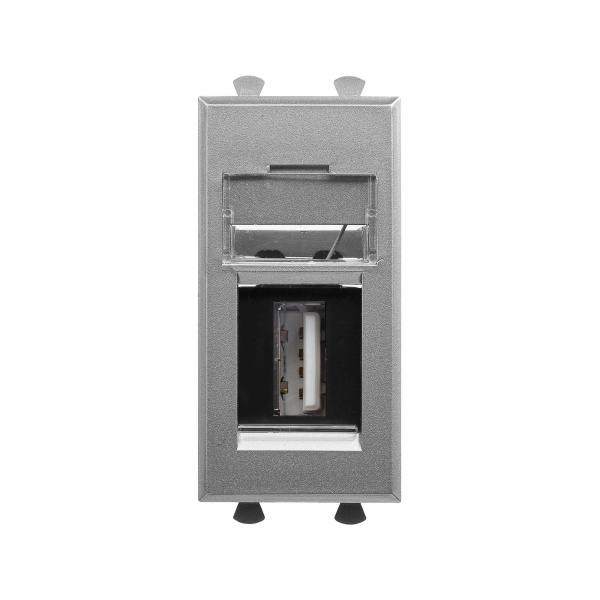 USB 2.0 розетка модульная, тип А-А, "Avanti", "Закаленная сталь", 1 модуль DKC