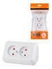 Розетка угловая двойная 2П открытой установки с з/ш IP20 250В 10А белая "Ладога" TDM