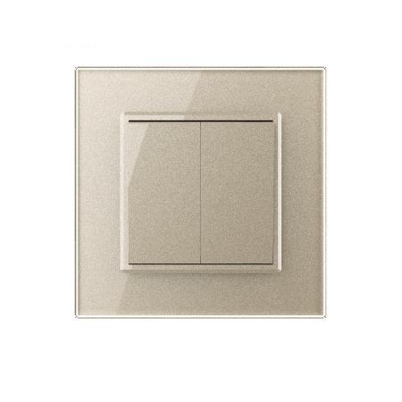 Двухклавишный механический выключатель 1 пост, цвет шампань Livolo