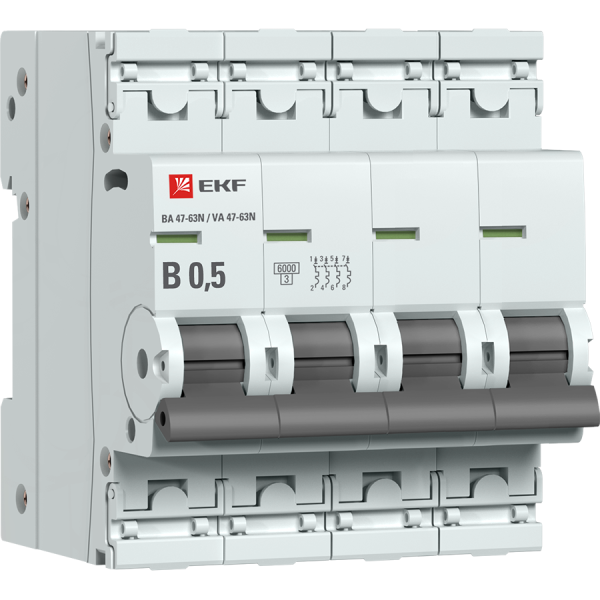 Выключатель автоматический ВА МОД 4П 0,5А B 6кА ВА 47-63N PROxima EKF