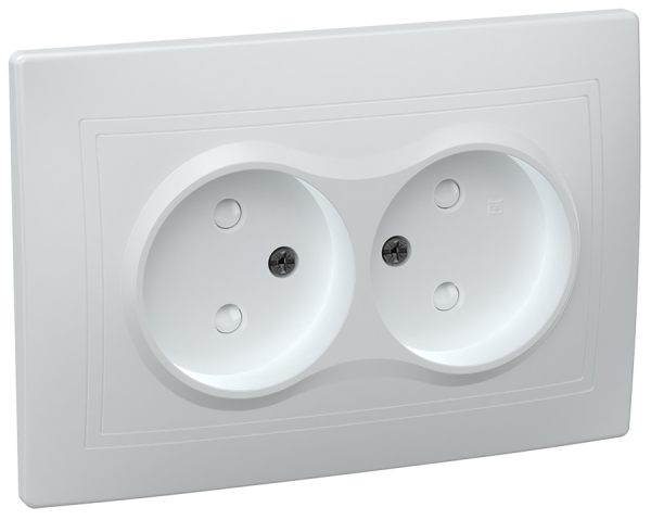 Розетка 2-местная РСш12-2-КБ без з/з с защитной шторкой 10А КВАРТА белый IEK