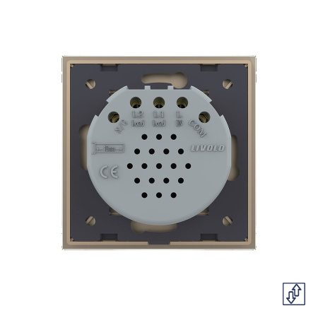 Сенсорный выключатель для жалюзи Quadro 2 клавиши 1 модуль Золотой Livolo