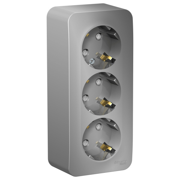 BLANCA Розетка ОУ 3-ая с заземл.со шторк.,изол.пл. 16А алюминий IP20 Schneider Electric