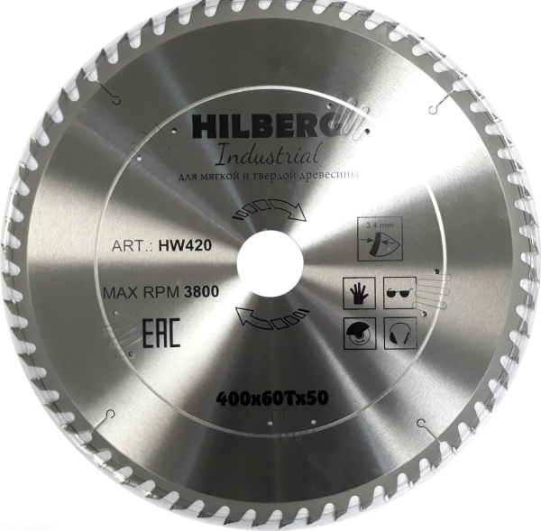 Диск пильный Industrial Дерево 400*50*60Т HW420 Hilberg