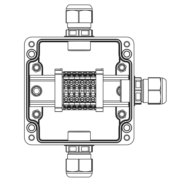 Взрывозащ. клемм. коробка из полиэстера TBE-P-03-(6xCBC.4)-1xPACMP(A)(C)(D)1Ex e IIC Т5 Gb / Ex tb IIIC T95°C Db IP66 DKC