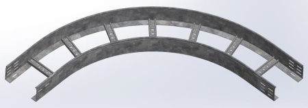 Поворот 90 град. для лестничного лотка НЛО 300х80х3000 радиус 600 мм, толщ. 1,5 мм, Сендзимир цинк Ostec