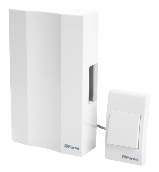 Звонок с кнопкой проводной Feron DB-101 электромеханический белый 230V