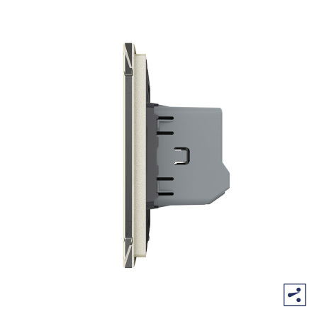 Двухклавишный проходной/перекрестный сенсорный выключатель 1 пост, цвет жемчужный Livolo