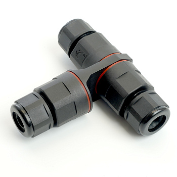 Соединитель-коннектор LD541 3-контактный на 3 выхода, с СМК221 пружинным контактом IP68, черный STEKKER