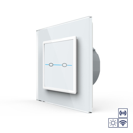Сенсорный импульсный радиоуправляемый выключатель Quadro сухой контакт 2 клавиши Белый Livolo
