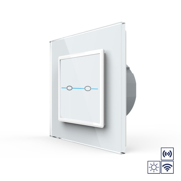 Сенсорный импульсный радиоуправляемый выключатель Quadro сухой контакт 2 клавиши Белый Livolo