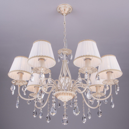Люстра с хрусталем 7*E14 40Вт белый с золотом IP20 Amelia (3637/7 белый с золотом) Eurosvet