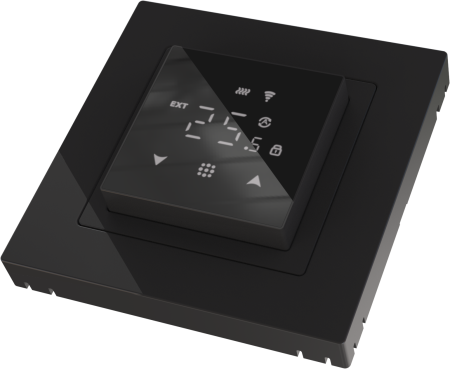 Donel Термостат с датчиком пола, программируемый, 16 A, 45*45 мм., черное стекло, серия DTEF
