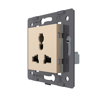 Розетка универсальная с з/з с защитными шторками 16A, цвет золотой (механизм) Livolo