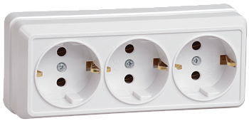 Розетка 3-местная ОУ РС23-3-ОБ с з/з 16А ОКТАВА белый IEK