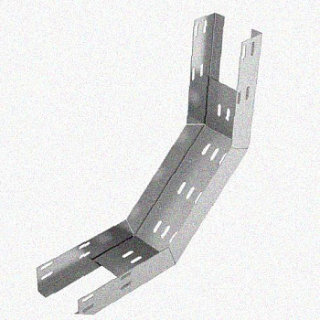 Лоток перфорированный КП 400х65-90 УХЛ1 для поворота трассы вверх на 90, оцинкованный лист S1,0