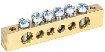 Шина PEN "земля-ноль" 8х12мм 6/2 (6групп/крепеж по краям) IEK