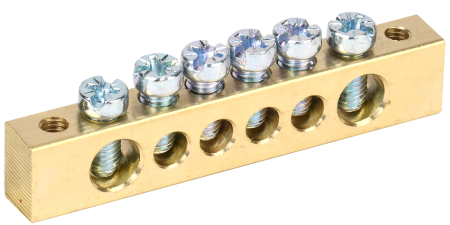 Шина PEN "земля-ноль" 8х12мм 6/2 (6групп/крепеж по краям) IEK