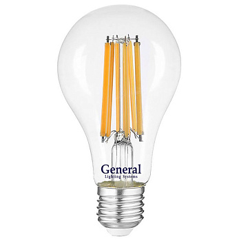 Лампа светодиодная филамент A60S 17Вт E27 4500K (нитевидная) прозр. General