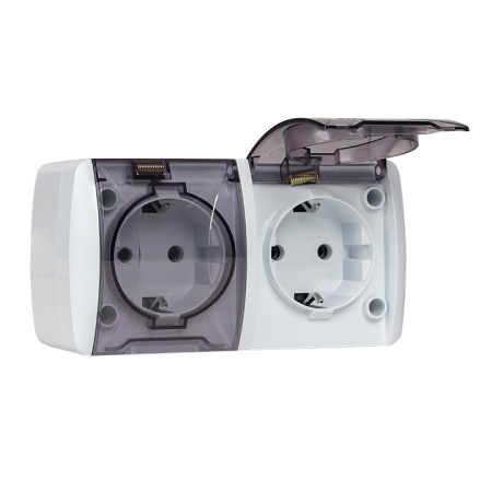 Владивосток Розетка 2-местная 16А с заземлением с прозрачной крышкой IP54 EKF
