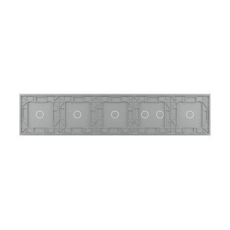 Панель для пяти сенсорных выключателей, 6 клавиш (1+2+1+1+1), цвет серый, стекло Livolo