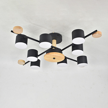 Люстра под лампу GCHL-8GX53-M Черная+Дерево Венто General