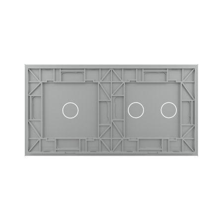 Панель для двух сенсорных выключателей, 3 клавиши (2+1), цвет серый, стекло Livolo
