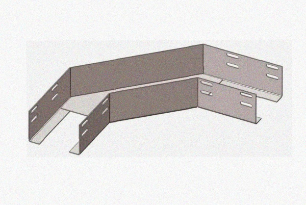 Лоток угловой перфорированный КГ 150х50-135 УХЛ1 поворот на 135, оцинкованный лист S0,8