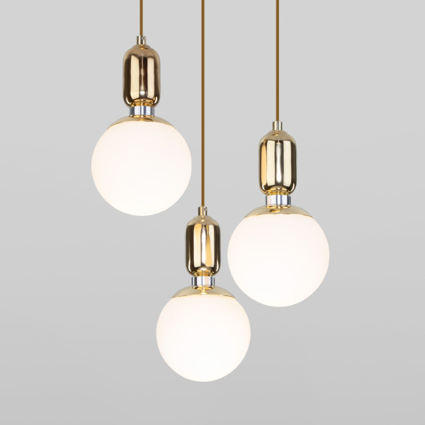 Подвесной светильник со стеклянными плафонами 3*E27 60Вт золотой IP20 Bubble (50151/3 золото) Eurosvet