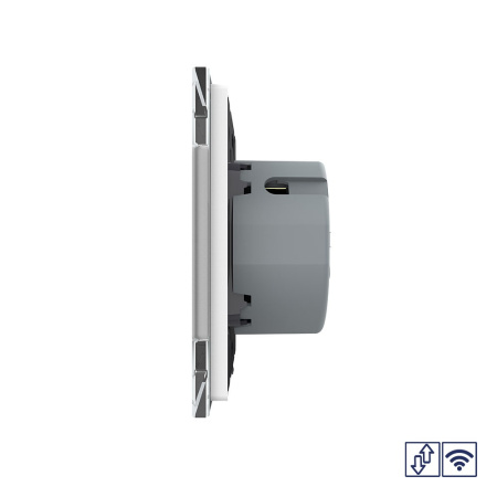 Сенсорный радиоуправляемый выключатель для жалюзи Quadro 2 клавиши 1 модуль Белый Livolo