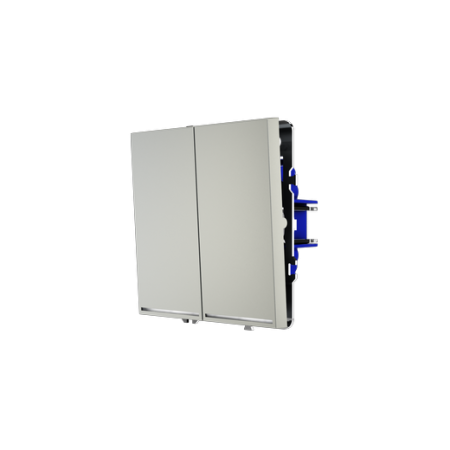 Выключатель встраиваемый Voltum S70 двухклавишный с подсветкой 10А, (сталь)