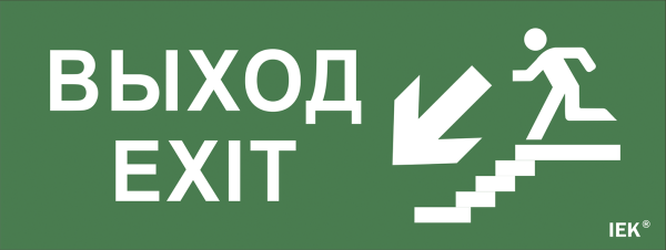 Самоклеящаяся этикетка 240х90мм "Выход/лестница вниз/фигура" для ДПА IP20/54 IEK