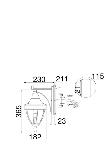 Бра 1*E27 60Вт Черный IP20 Rivoli O027WL-01B Outdoor