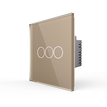 Трехклавишный сенсорный выключатель EU стандарт, 1 пост, цвет золотой Livolo