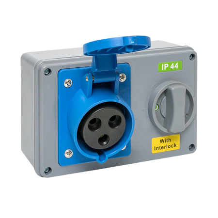 Розетка с блокировкой и выключателем 1423 2Р+РЕ 32А 220В IP44 EKF