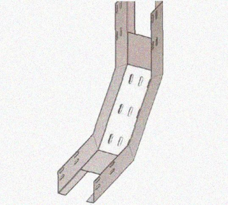 Лоток перфорированный КП 300х100-90 УХЛ1 для поворота трассы вверх на 90, оцинкованный лист S1,5