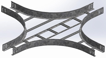 Крестообразный разветвитель для лестничного лотка НЛО 200х80х3000 радиус 600 мм, толщ. 1,5 мм, гор. цинк Ostec