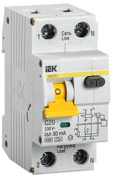 Дифференциальный автоматический выключатель АВДТ АВДТ32 20А С IEK