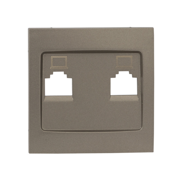 Валенсия Лицевая панель розетки RJ-45 2-местная кашемир EKF
