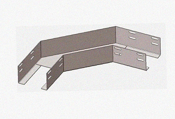 Лоток угловой перфорированный КГ 250х100-90 УТ1,5 поворот на 90, оцинкованный лист, S1,5